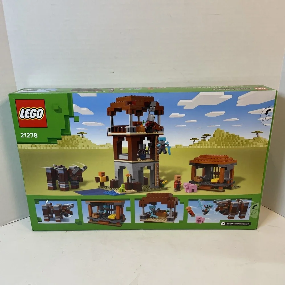 LEGO Building Kit 665pc Green Minecraft The Pillager Outpost 21278